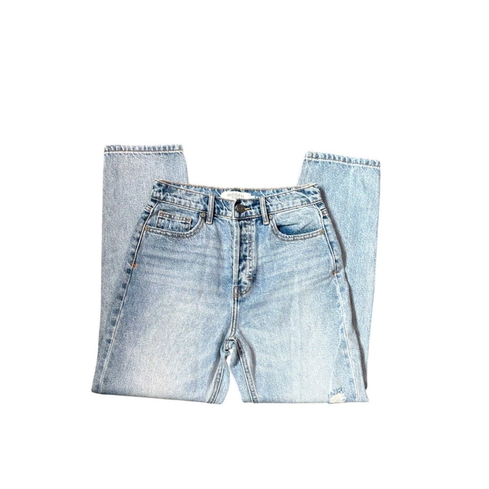 Hidden Jeans HD1200ST-LT Womens 24 Distressed High‎ Rise Straight Leg Light Wash